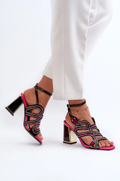 Zdobione Sandały Damskie Na Słupku D&A CR952 Czarne