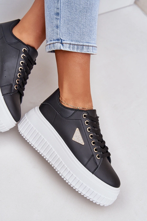 Stylowe Sneakersy Na Masywnej Platformie Czarno-Białe Vallexia