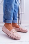 Mokasyny Damskie Z Perełkami Różowe Noell