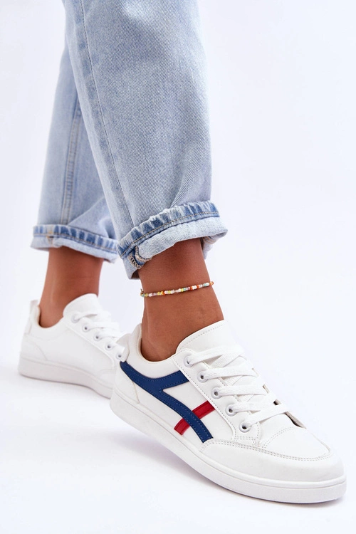 Damskie Buty Sportowe Niskie z Paskami Białe Alemessa