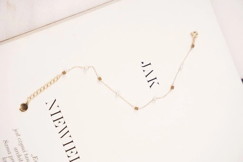 Damska Bransoletka Celebrytka Złota Z Perełkami Square