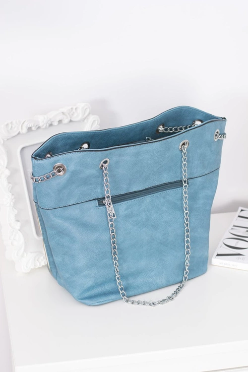 Damska Niebieska Klasyczna Torebka z Frędzlem