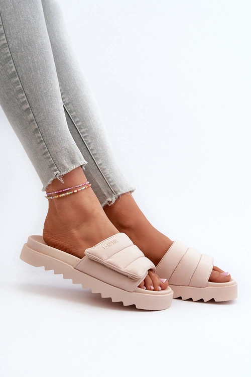 Damskie Klapki Na Platformie Big Star NN274773 Beżowe