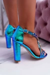 Sandały Damskie Na Słupku Lu Boo Niebieskie 8258-1 Vernee