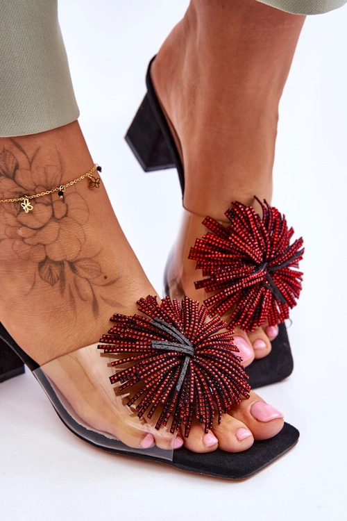 Modne Transparentne Klapki Na Obcasie S.Barski KV-AP658-1 Czarne