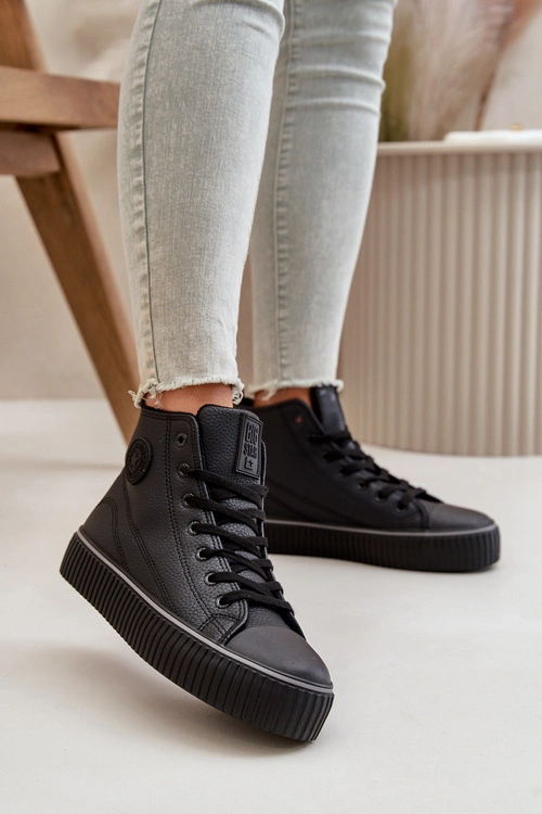 Damskie Ocieplane Trampki Z Eko Skóry Big Star OO274790 Czarne