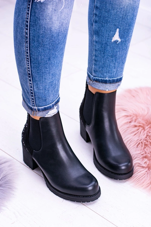 Sergio Leone Czarne Botki Na Słupku Megusto