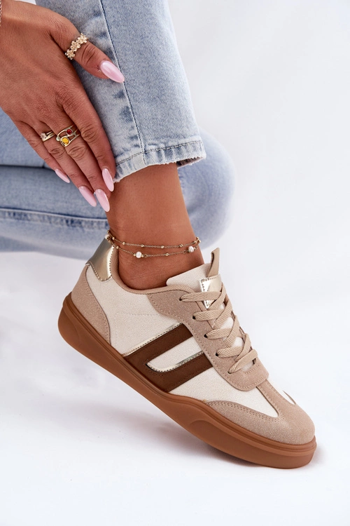 Sneakersy Damskie Z Eko Zamszu Beżowe Satylies