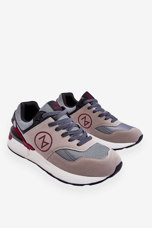 Męskie Sznurowane Buty Sportowe Szaro-Czarne Stephen