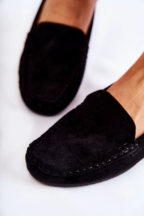 Damskie Zamszowe Mokasyny Na Koturnie Czarne La Cava