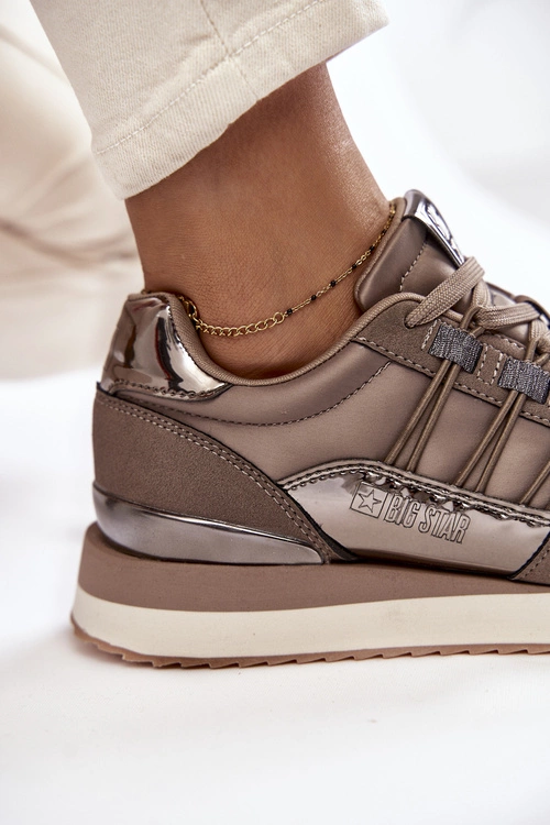 Damskie Modne Buty Sportowe Big Star KK274112 Ciemnoszare