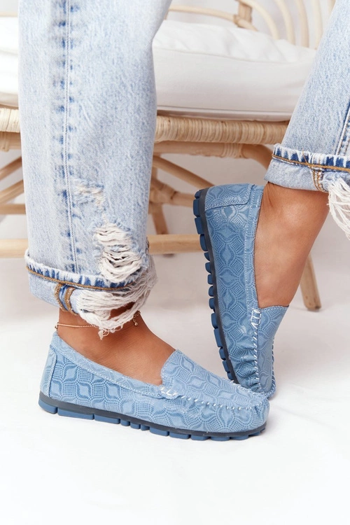 Skórzane Mokasyny RIO FLORE Eco-Friendly Niebieskie