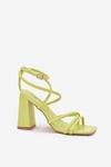 Sandały Damskie Na Słupku Z Paskami Limonkowe Ciarilora