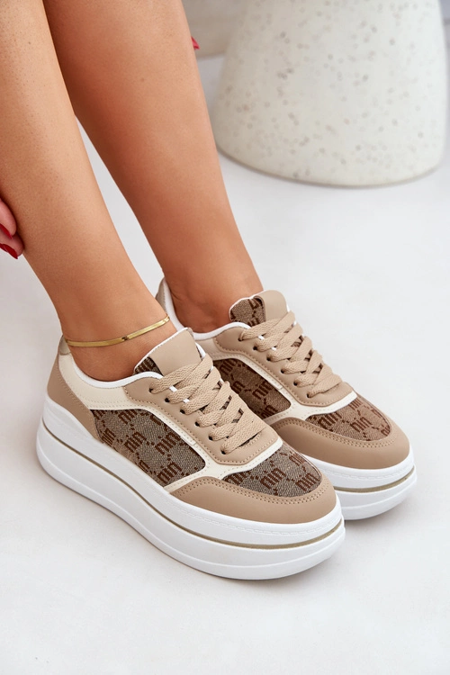 Sneakersy Damskie Ze Wzorem Beżowe Fenarra