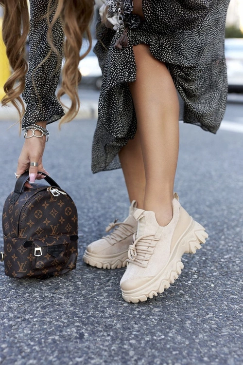 Damskie Sportowe Buty Sneakersy Beżowe Miles