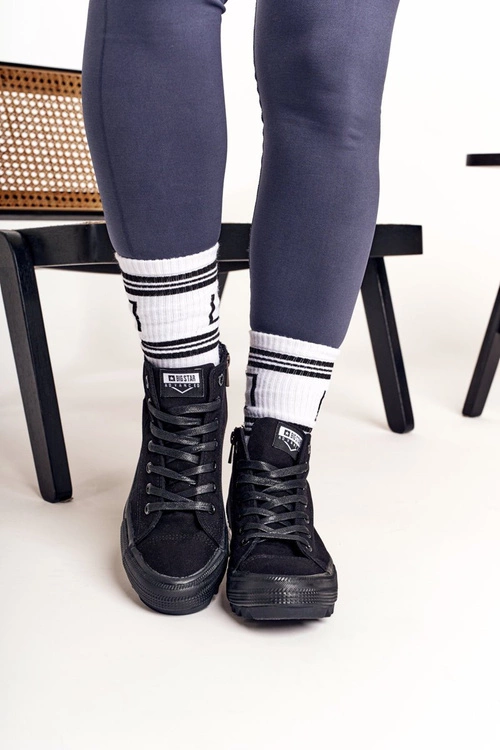 Damskie Wysokie Trampki Na Dużej Podeszwie BIG STAR FF274244 Czarne