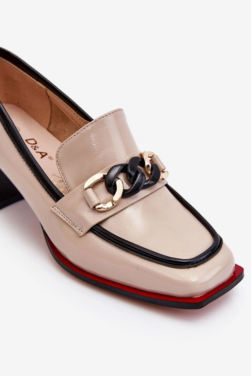 Wygodne Czółenka Na Niskim Obcasie Beżowe Valenti