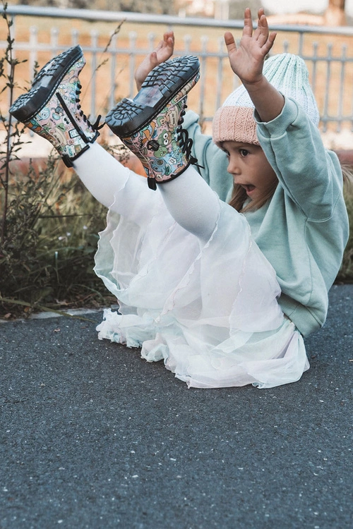 Dziecięce Botki Ocieplane Print Różowe Dexi