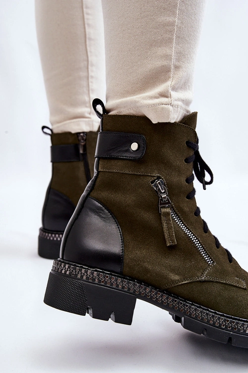 Zamszowe Ocieplane Botki Laura Messi 2508 Zielone