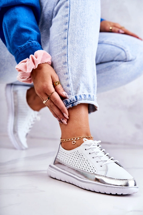 Damskie Ażurowe Półbuty Na Platformie Białe Deloren