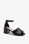 Sandały Damskie Na Obcasie Z Eko Skóry Czarne Horissa