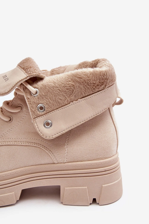 Skórzane Botki Na Koturnie Maciejka 06185-22 Jasnobeżowe