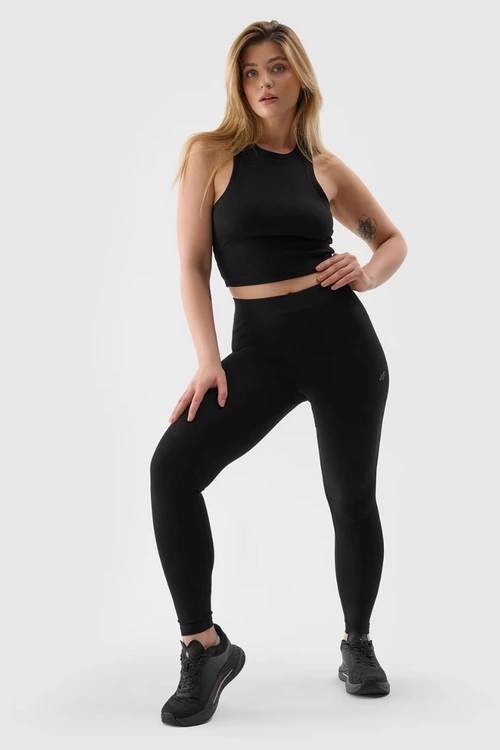 Legginsy Damskie Dzianinowe Czarne 4FWMM00TTIGF195-20S