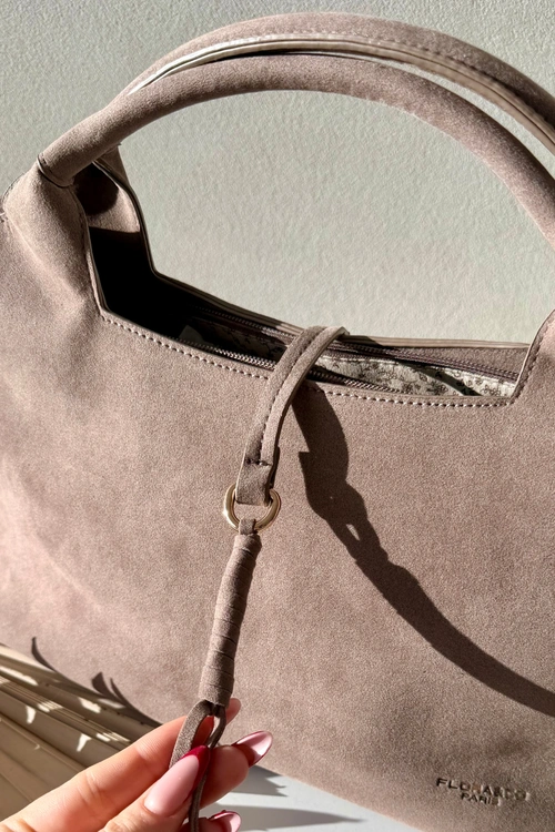 Torebka Z Eko Zamszu Taupe Ivonira