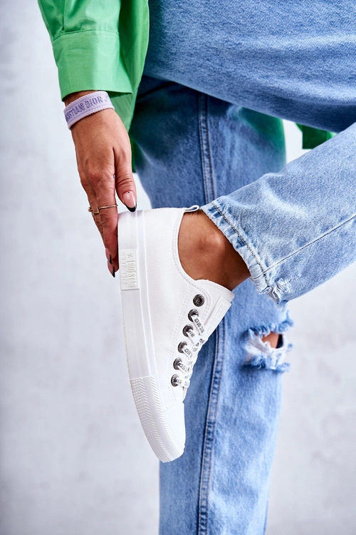 Damskie Skórzane Trampki Big Star KK274105 Białe