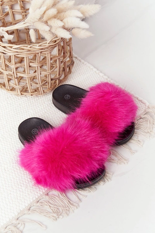 Dziecięce Klapki Z Futerkiem Fuksja Fashionista