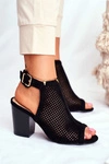 Botki Damskie Ażurowe Peep Toe Czarne Paradise