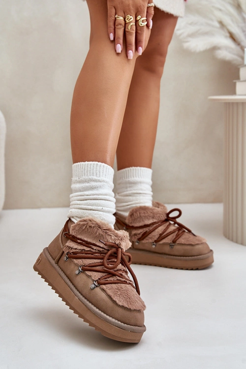 Niskie Śniegowce Na Platformie Z Futerkiem D.Franklin DFSH370011 Brązowe