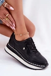 Skórzane Sneakersy Damskie Na Platformie Big Star RR274A335 Czarne