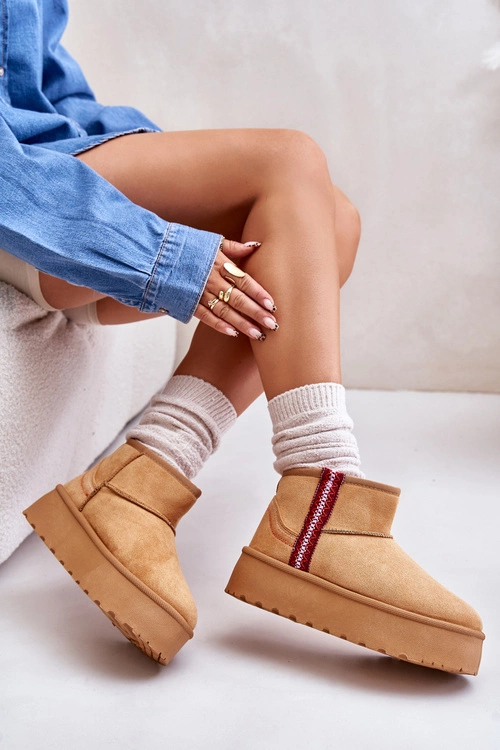 Śniegowce Damskie Na Platformie Ocieplane Camel Lomessa