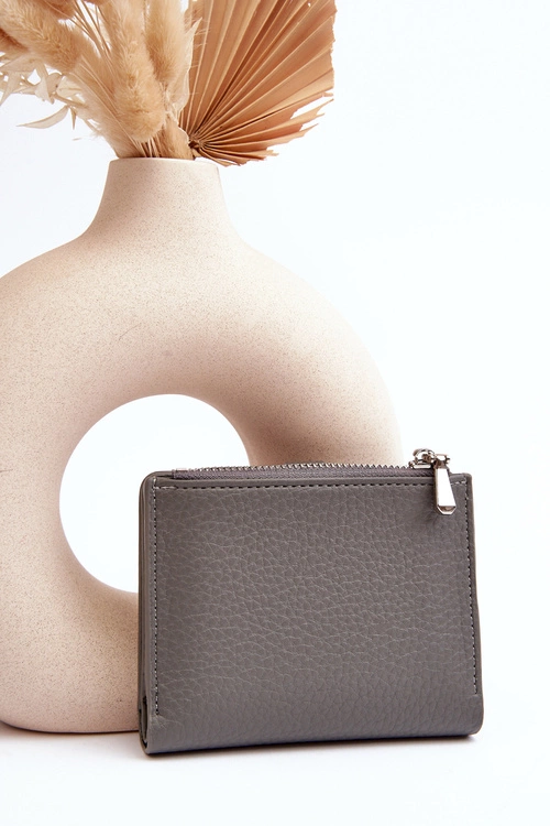 Damski Portfel Portmonetka Z Ekoskóry Szary Lazara