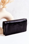 Duży Skórzany Portfel Na Suwak Czarny Loreaine