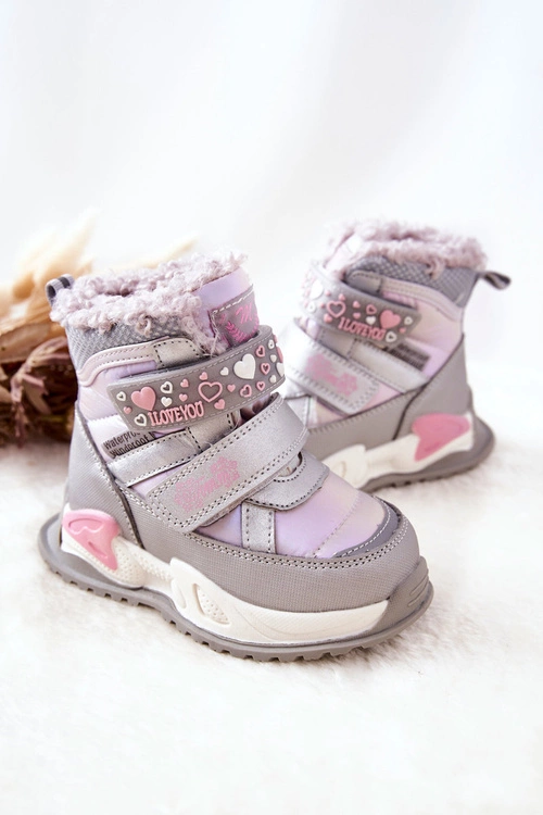 Dziecięce Ocieplane Śniegowce Srebrno-Różowe Chilly