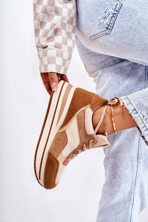 Damskie Zamszowe Buty Sportowe Brązowo-Beżowe Elisse