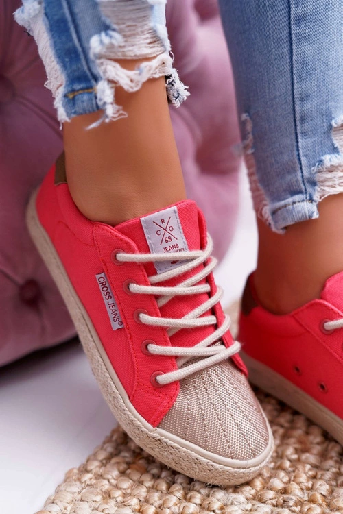 Trampki Damskie Cross Jeans Różowe DD2R4096