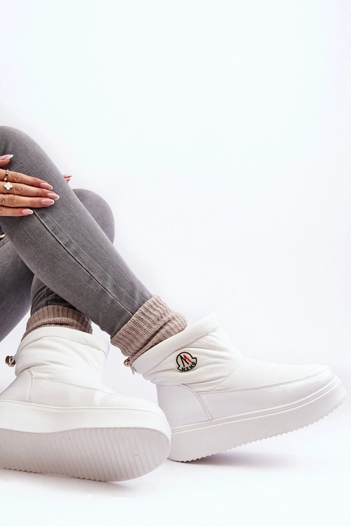 Wsuwane Śniegowce Damskie Na Platformie Białe Gattea