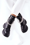 Czarne Workery Botki z Łańcuchem Midtown