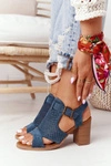 Ażurowe Sandały Na Słupku Niebieskie Hey Lover