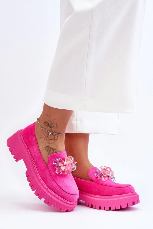 Damskie Mokasyny Z Ozdobnymi Kryształami Różowe Avril