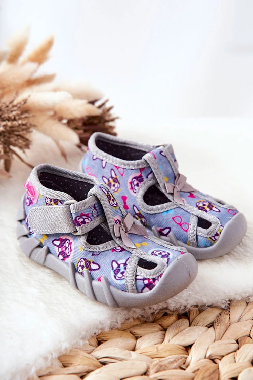 Buty Papcie Befado Na Rzep 190P093 Szaro-Niebieskie