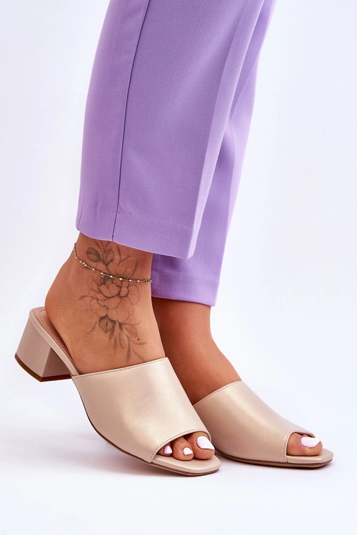 Eleganckie Gładkie Klapki Sergio Leone KL317 Beżowe