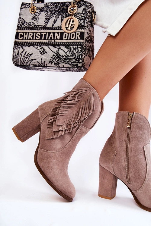 Damskie Zamszowe Botki Lewski Shoes 3093 Cappucino