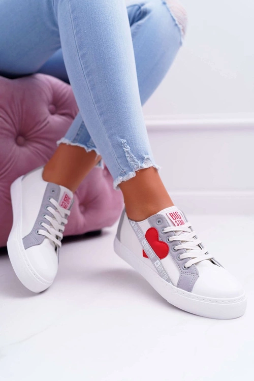 Trampki Damskie Big Star Białe z Sercem EE274257