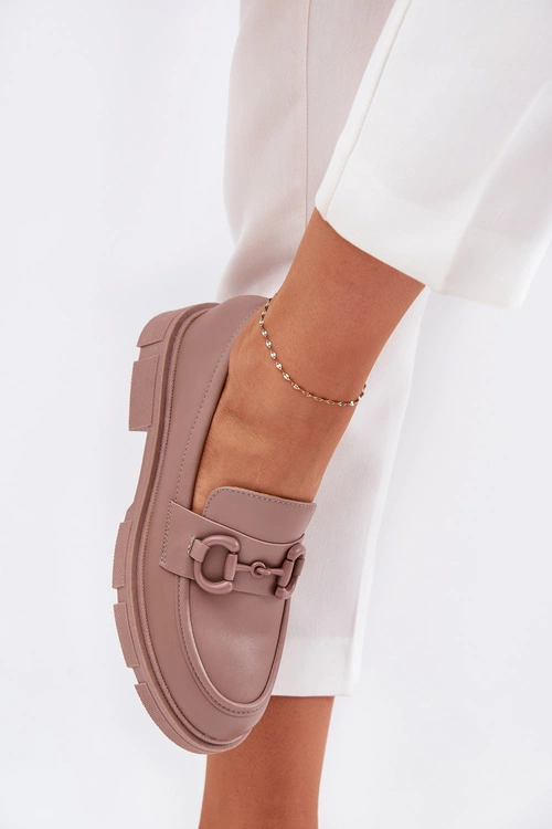 Mokasyny Damskie Eko Skórzane Z Ozdobnym Detalem Khaki Seftass