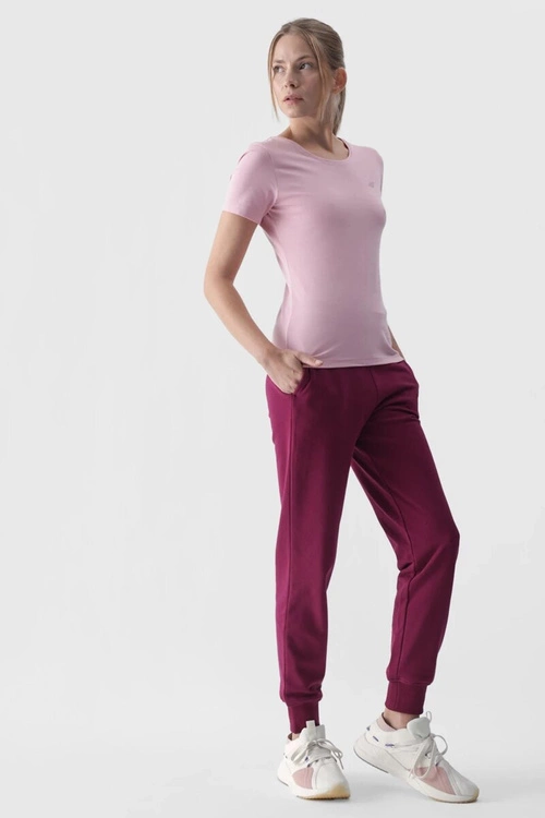 Damski Gładki T-Shirt Z Logo Różowy 4F 4FWMM00TTSHF1845-56S