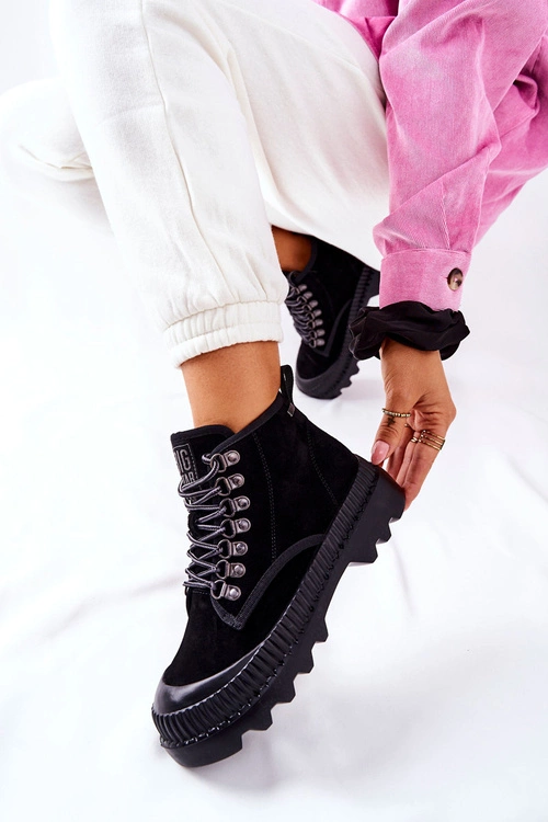 Skórzane Trapery Botki Big Star II274363 Czarne